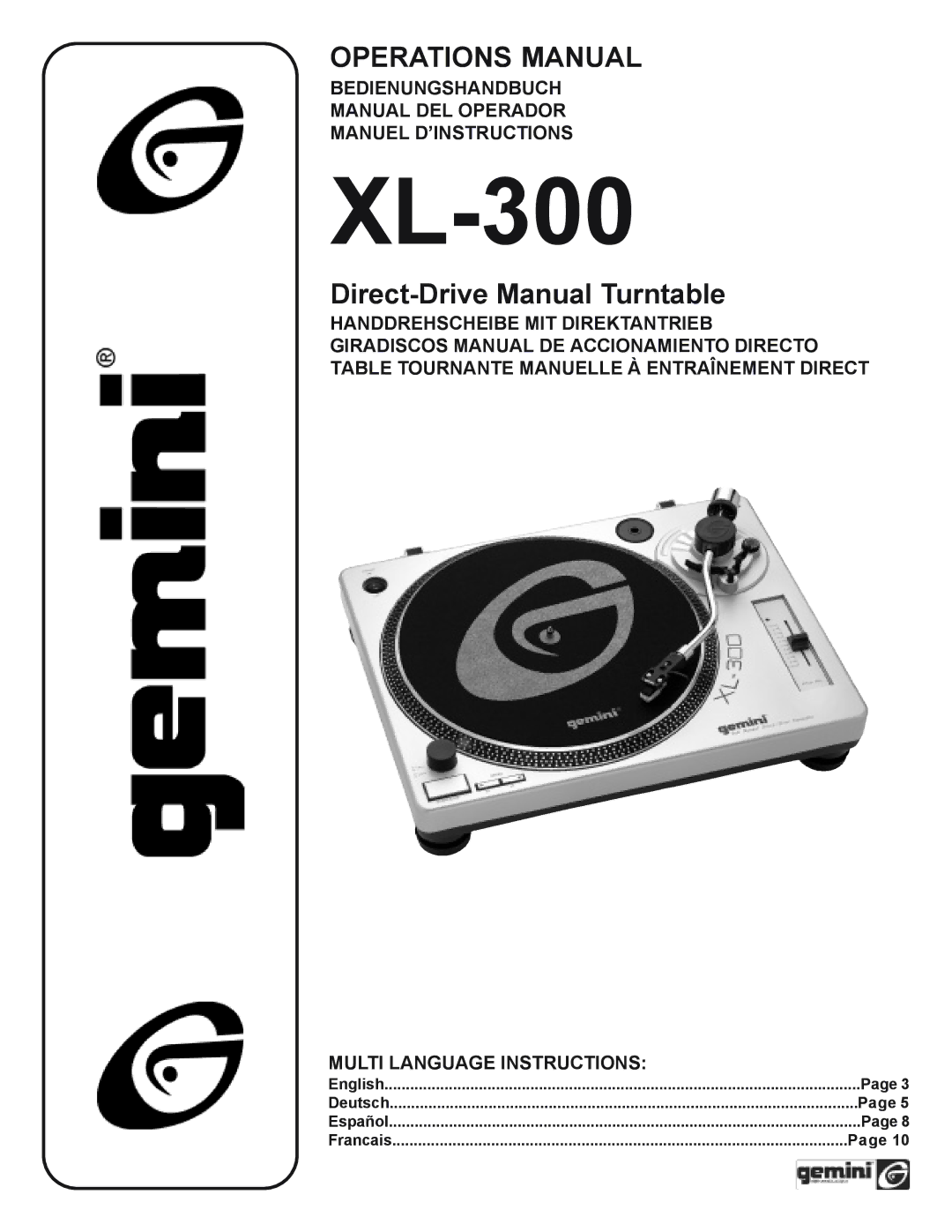 Gemini XL-300 manual 