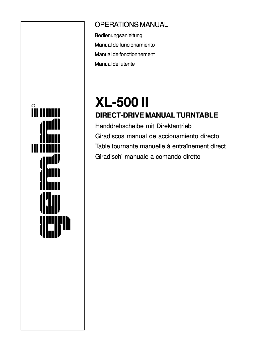 Gemini XL-500 II manual Bedienungsanleltung Manual de funcionamiento, Manual de fonctionnement Manual del utente, XL-500II 