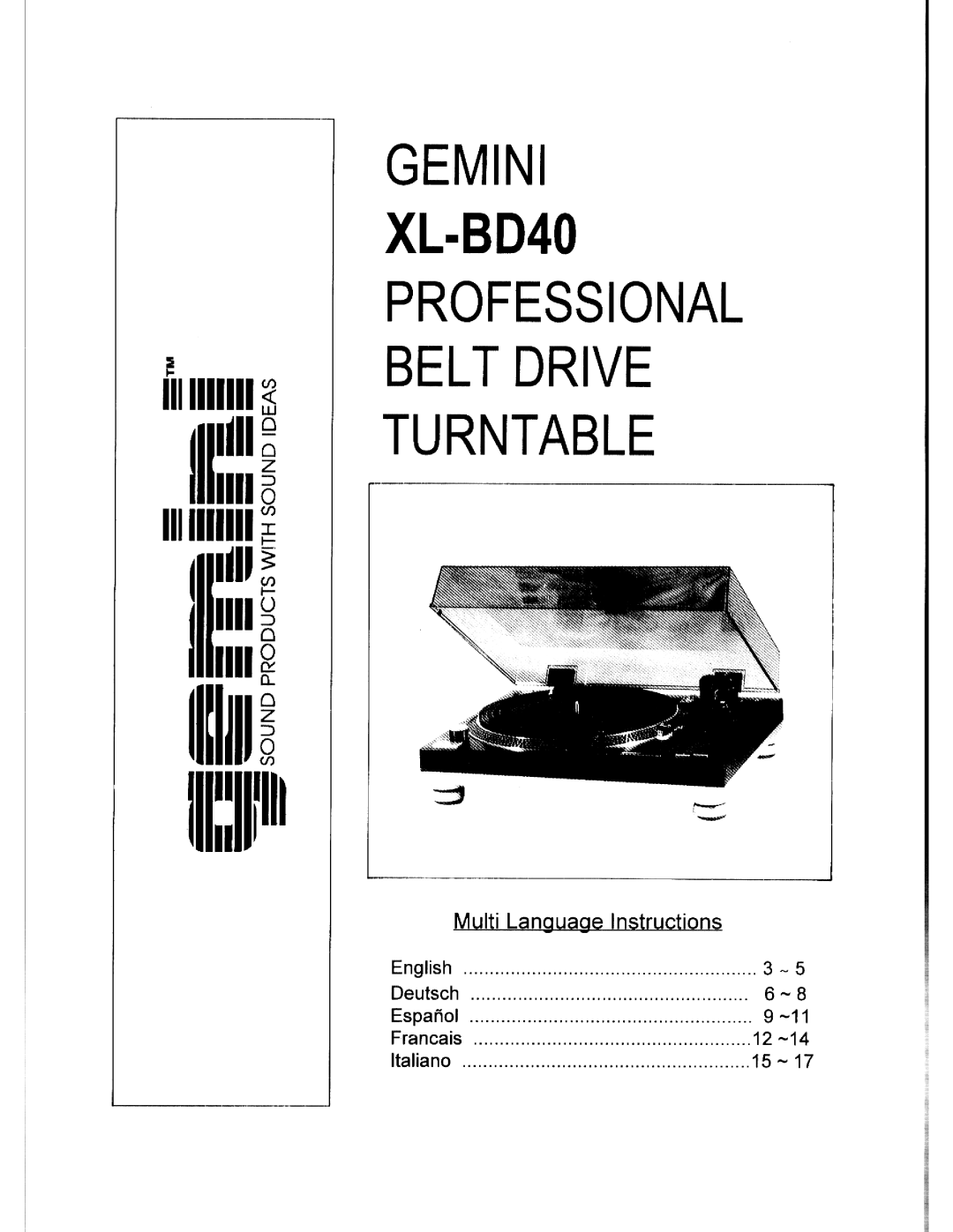 Gemini XL-BD40 manual 