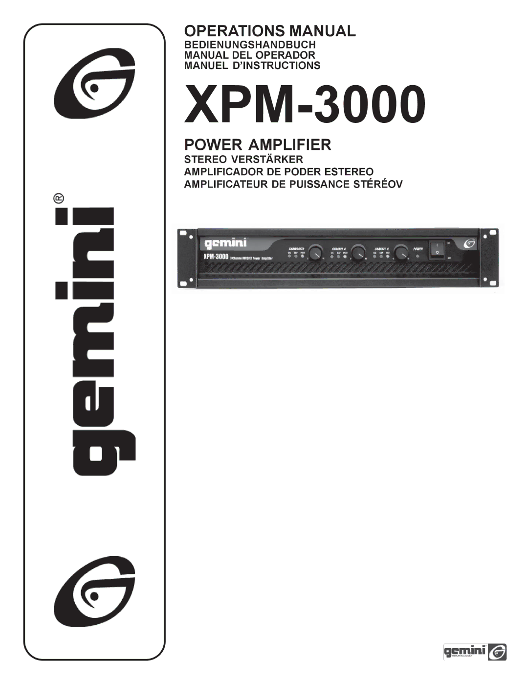 Gemini XPM-3000 manual 