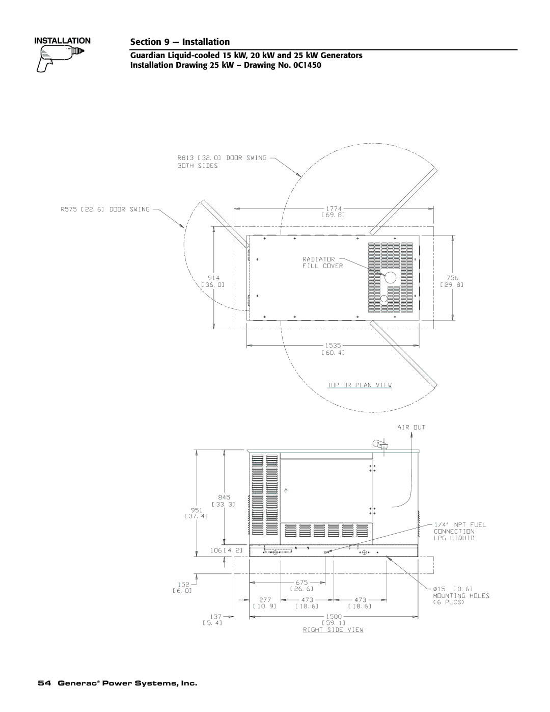 Generac 004371-2, 004188-1, 004475-1, 004474-1, 004370-2, 004189-1 owner manual Installation 