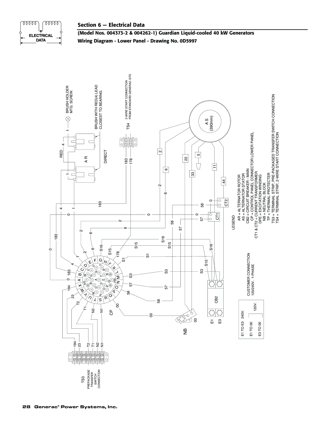 Generac 004373-2, 004626-1, 004626-1, 004373-2 owner manual Wiring Diagram 