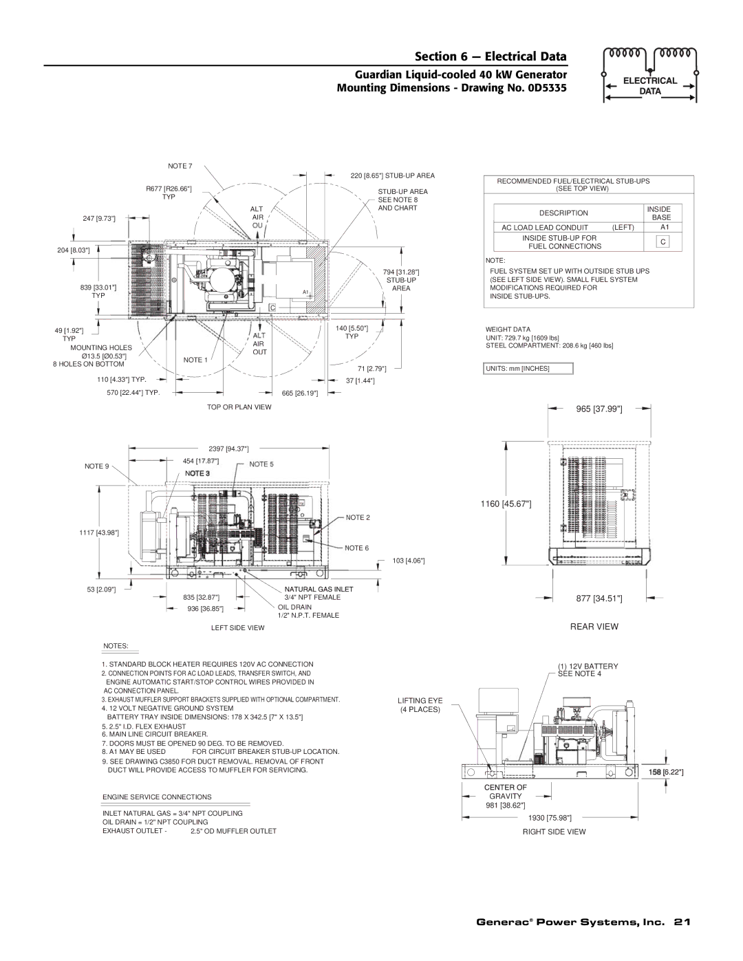 Generac 004373-3, 004626-2, 004373-3 , 004626-2 owner manual Electrical Data 