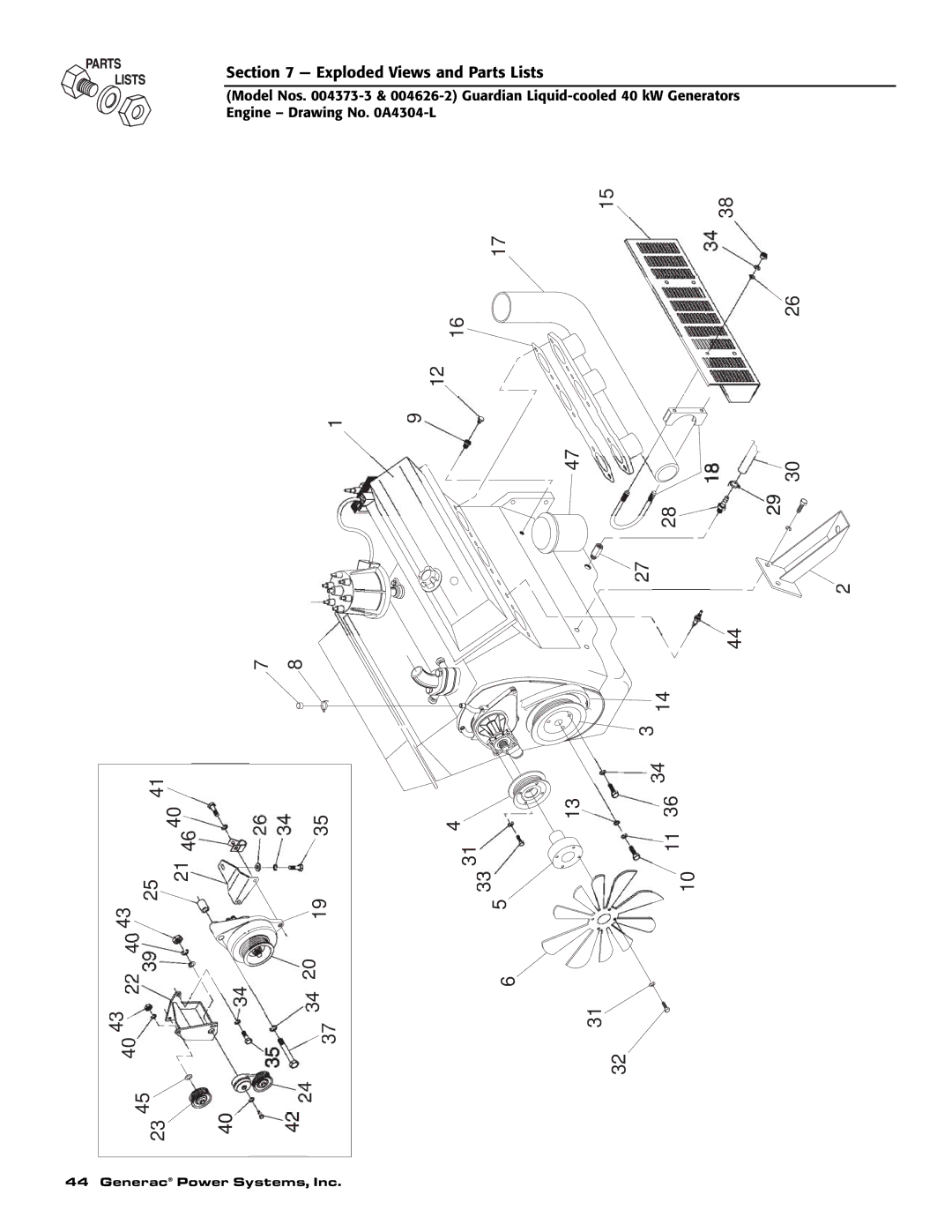 Generac 004373-3 , 004626-2, 004373-3, 004626-2 owner manual Exploded Views and Parts Lists 