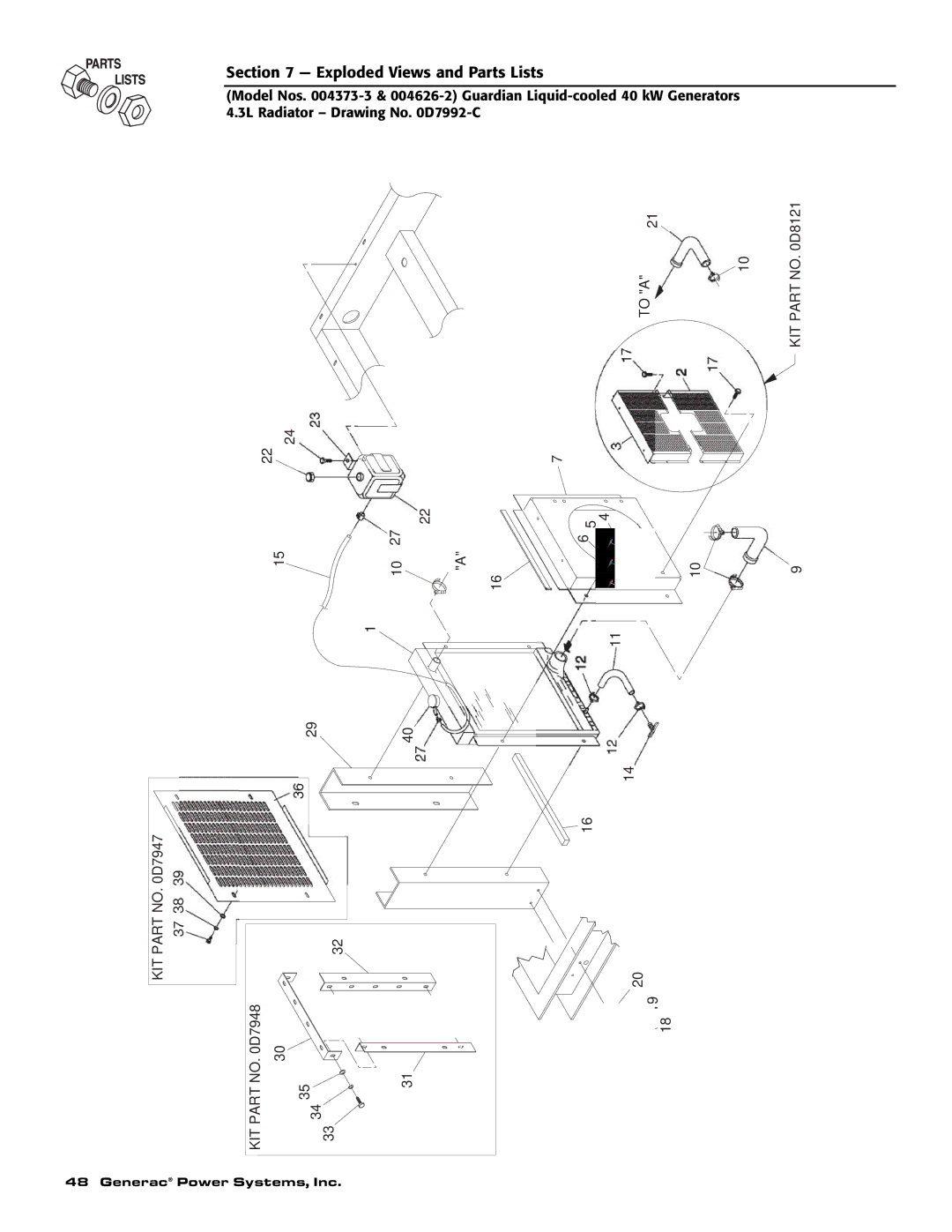 Generac 004373-3 , 004626-2, 004373-3, 004626-2 owner manual Part KIT 