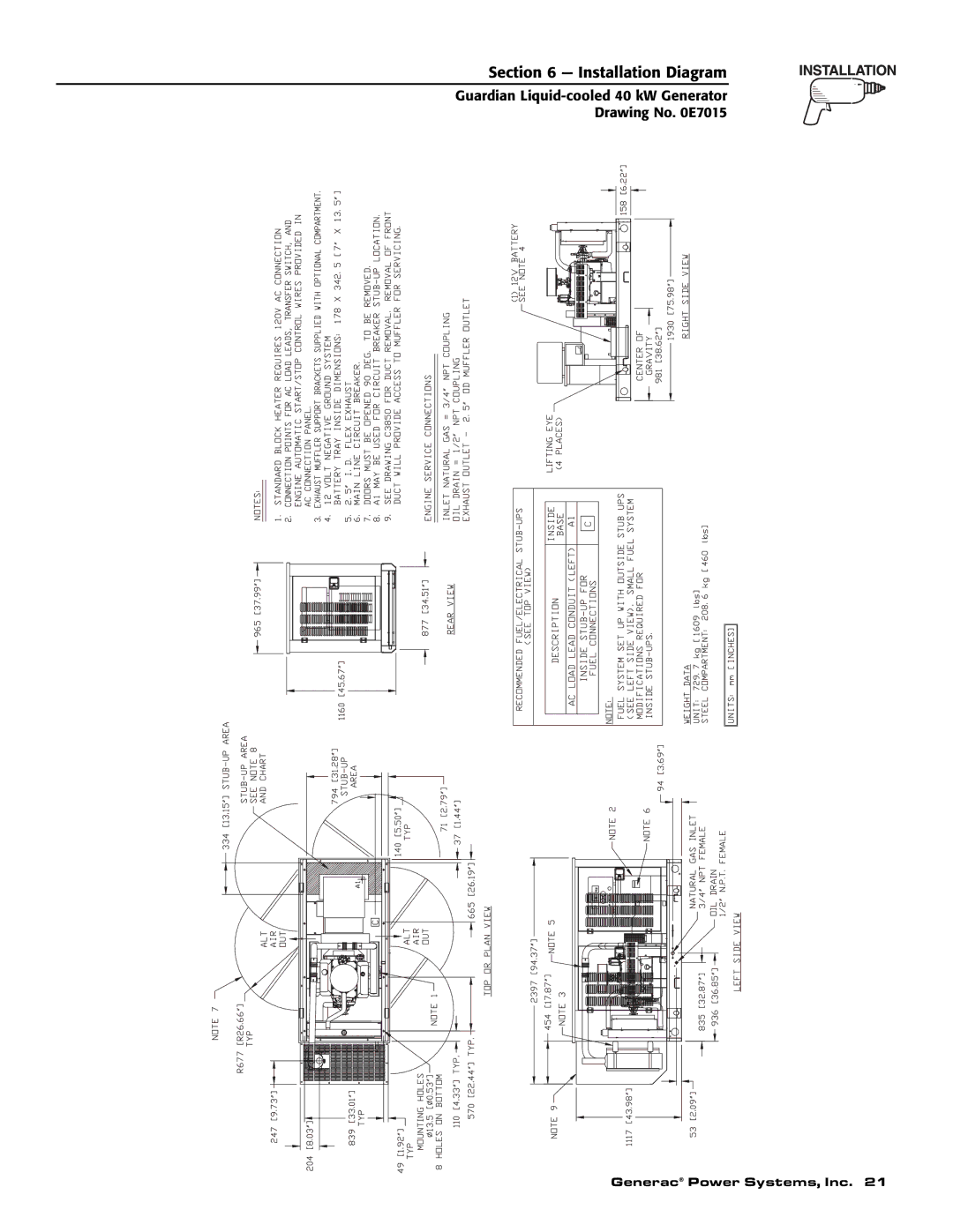 Generac 0043736, 0046265 owner manual Installation Diagram 