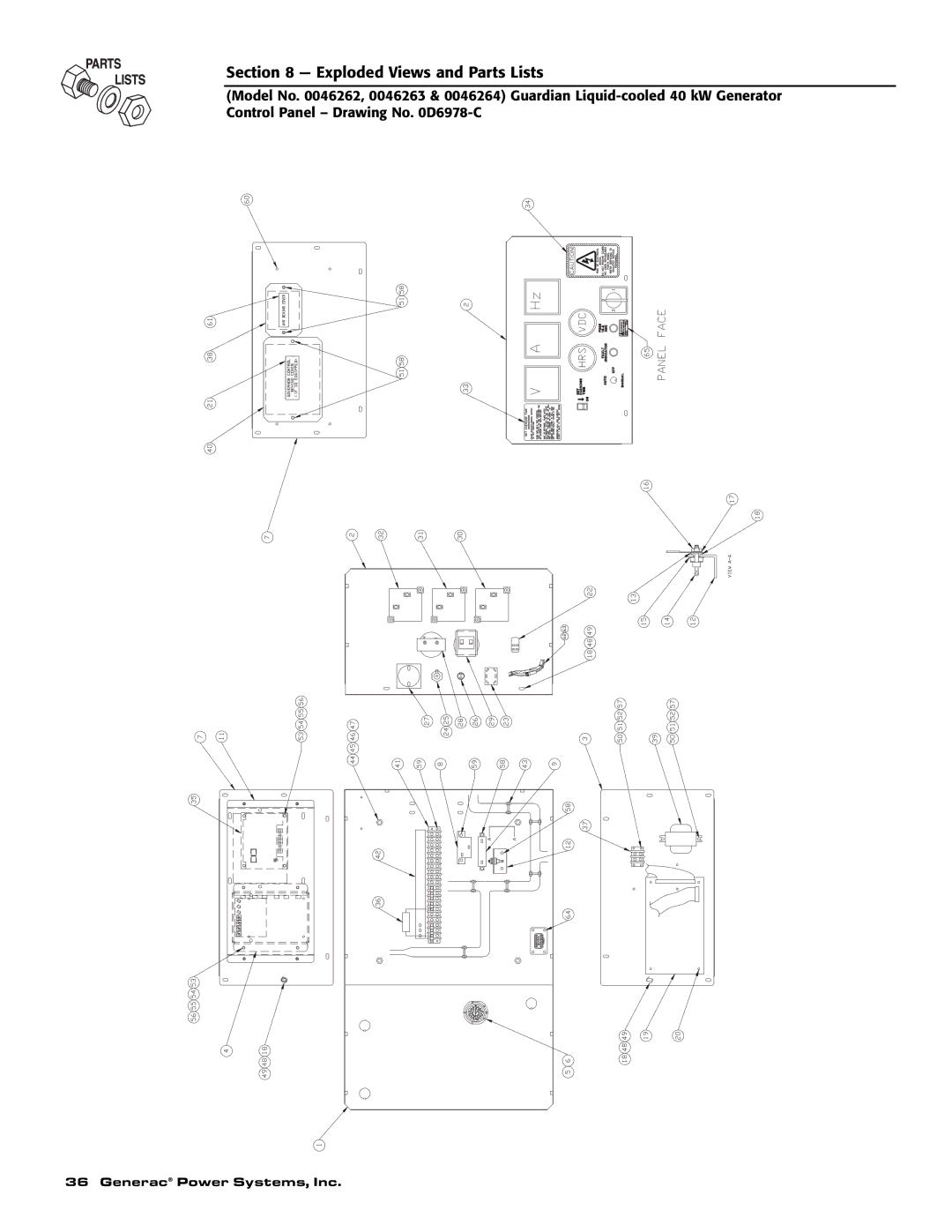 Generac 0043736, 0046265 owner manual Exploded Views and Parts Lists 