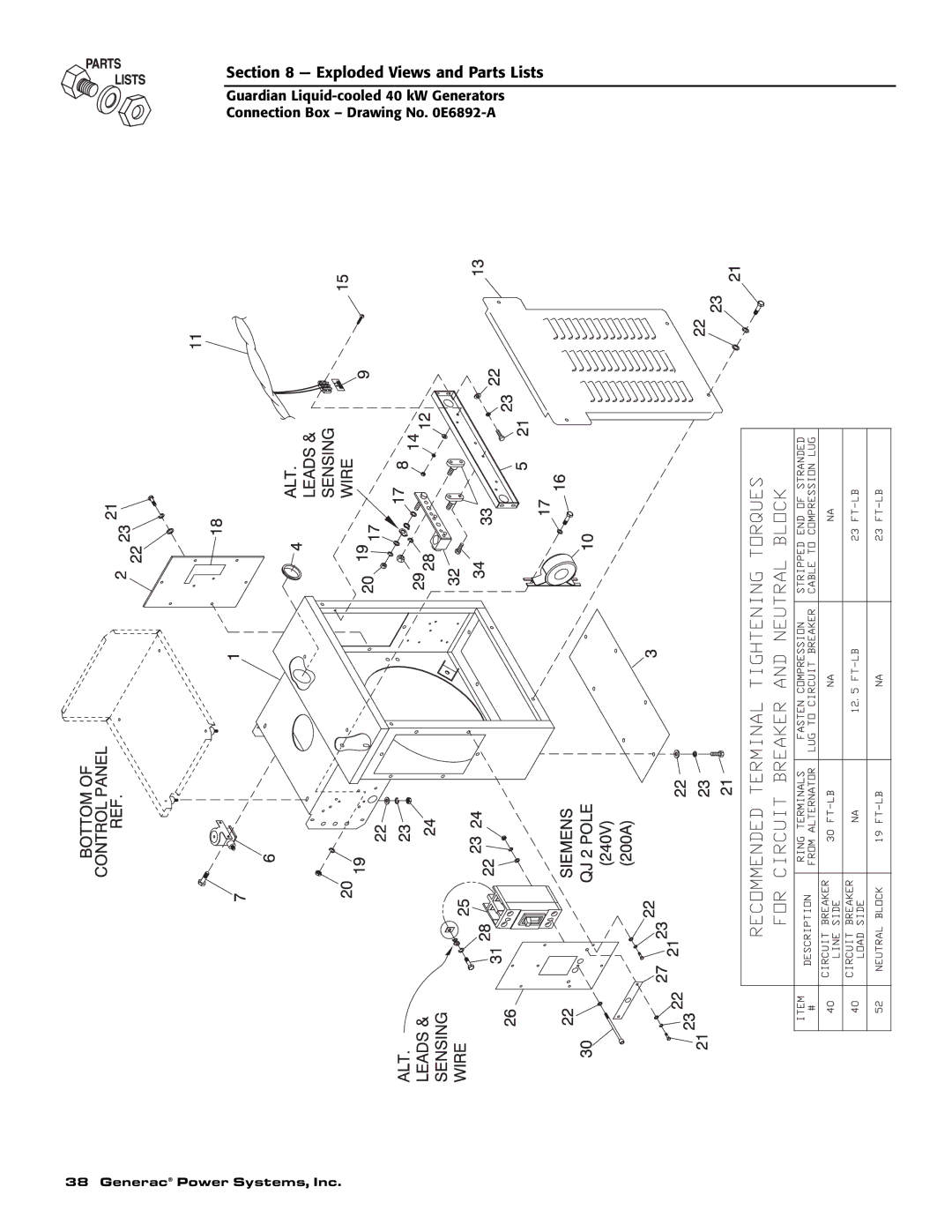 Generac 0043736, 0046265 owner manual Exploded Views and Parts Lists 