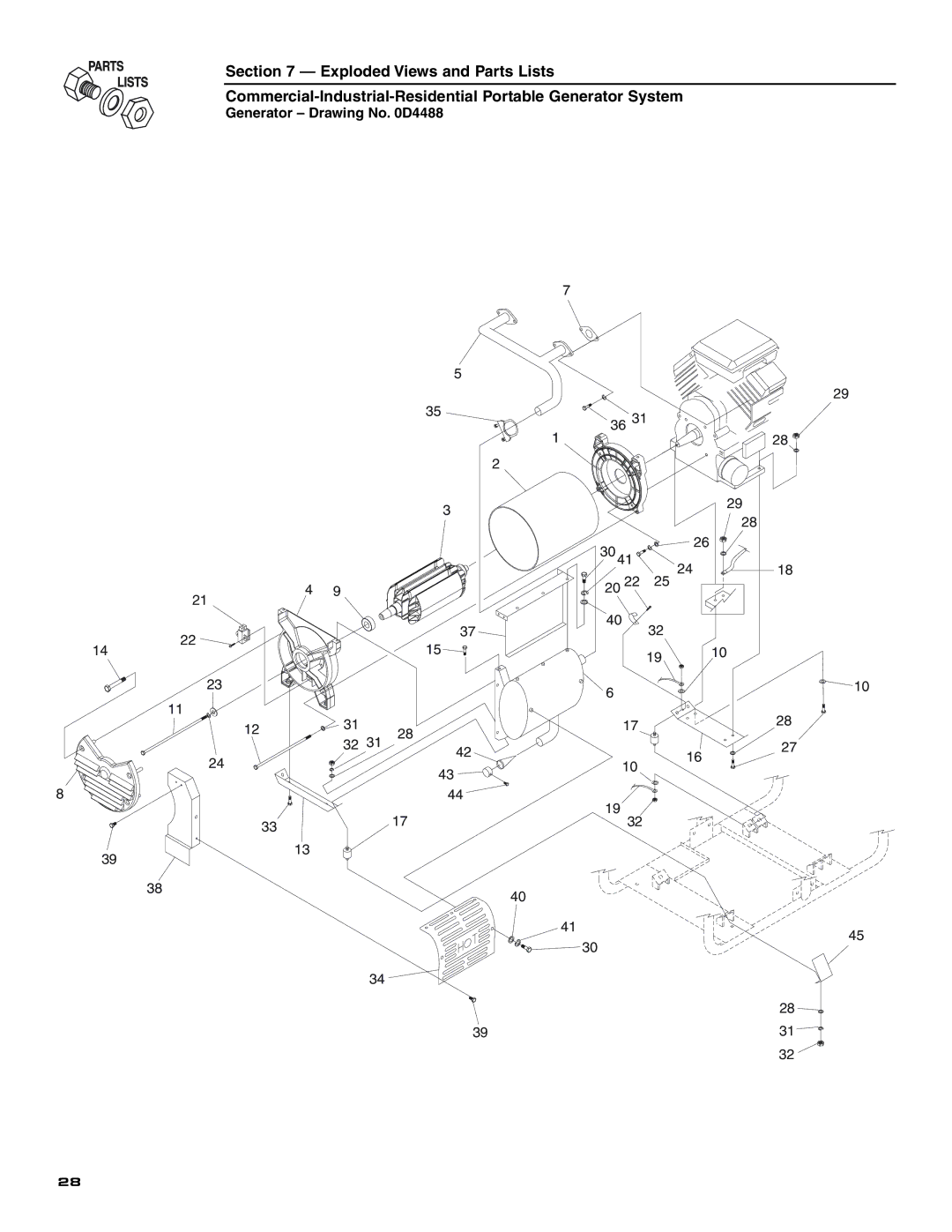 Generac 004451 ,004582, 004451, 004582 owner manual Generator Drawing No D4488 