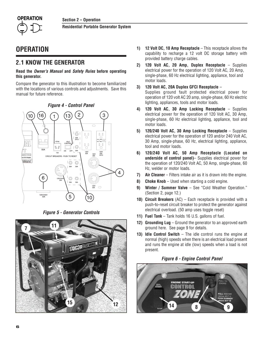 Generac 004583-0 owner manual Know the Generator 