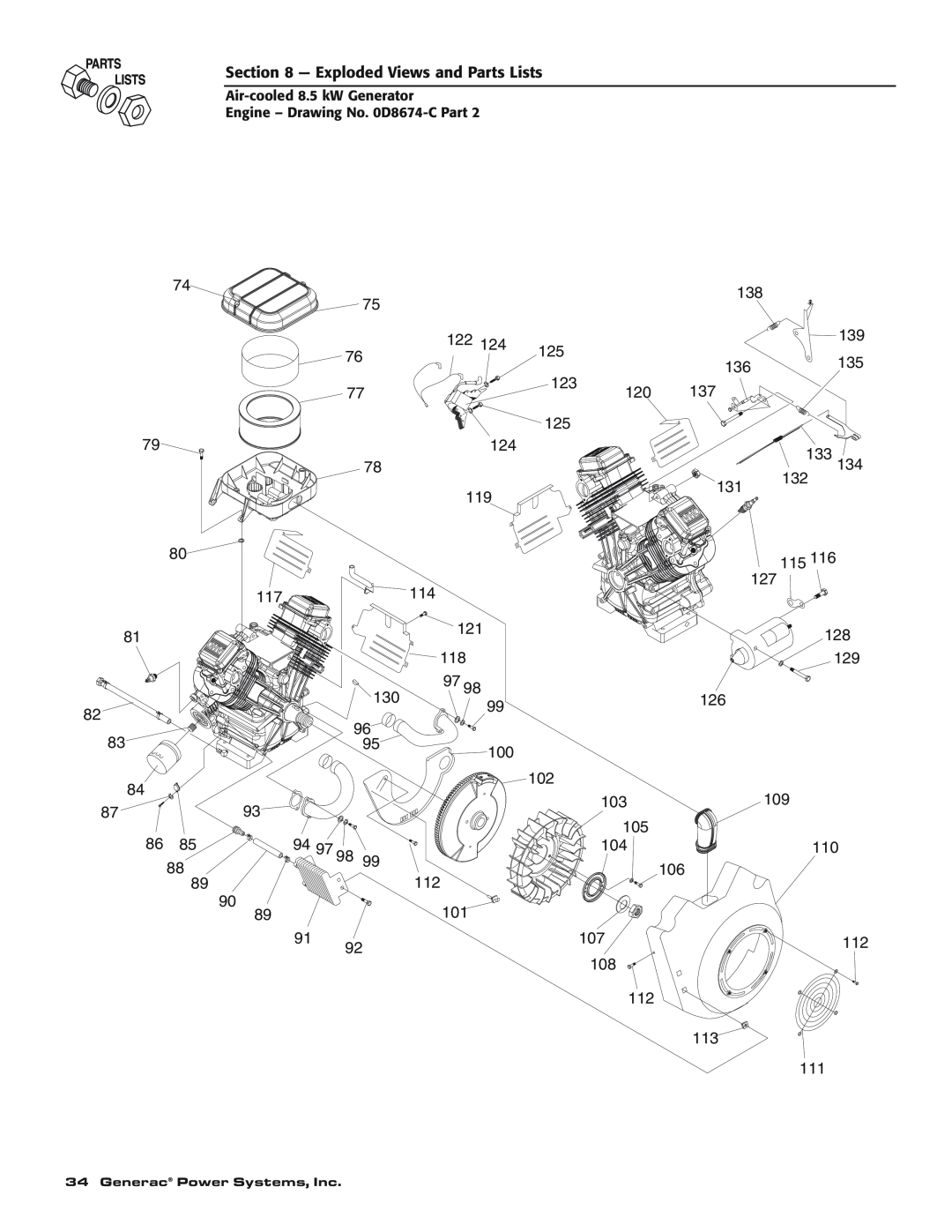 Generac 004692-0 owner manual Exploded Views and Parts Lists, Generac Power Systems, Inc 