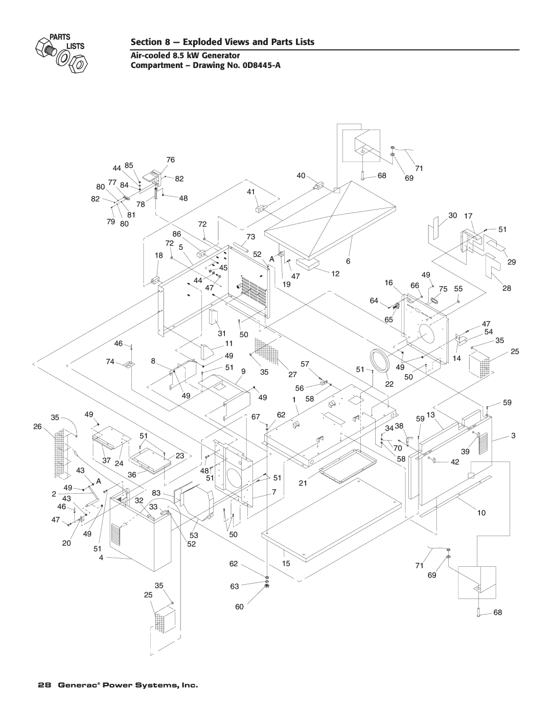 Generac 004692-0 owner manual Exploded Views and Parts Lists 