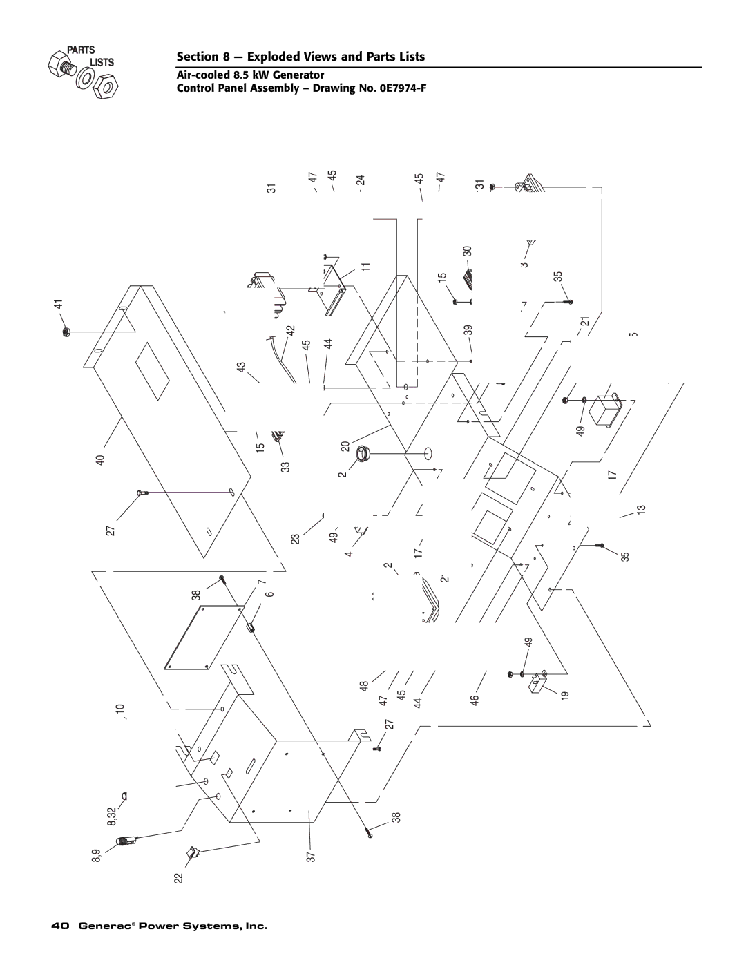 Generac 004692-2 owner manual Exploded Views and Parts Lists 