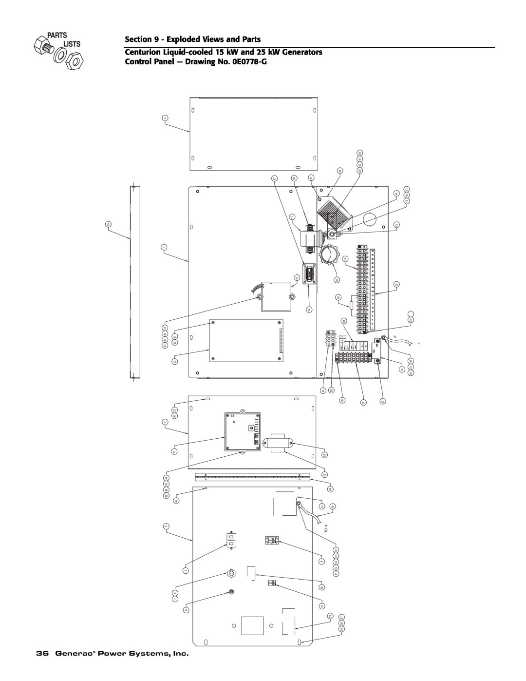 Generac 004912-0, 004912-1, 004913-0, 004913-1 owner manual Exploded Views and Parts, Generac Power Systems, Inc 