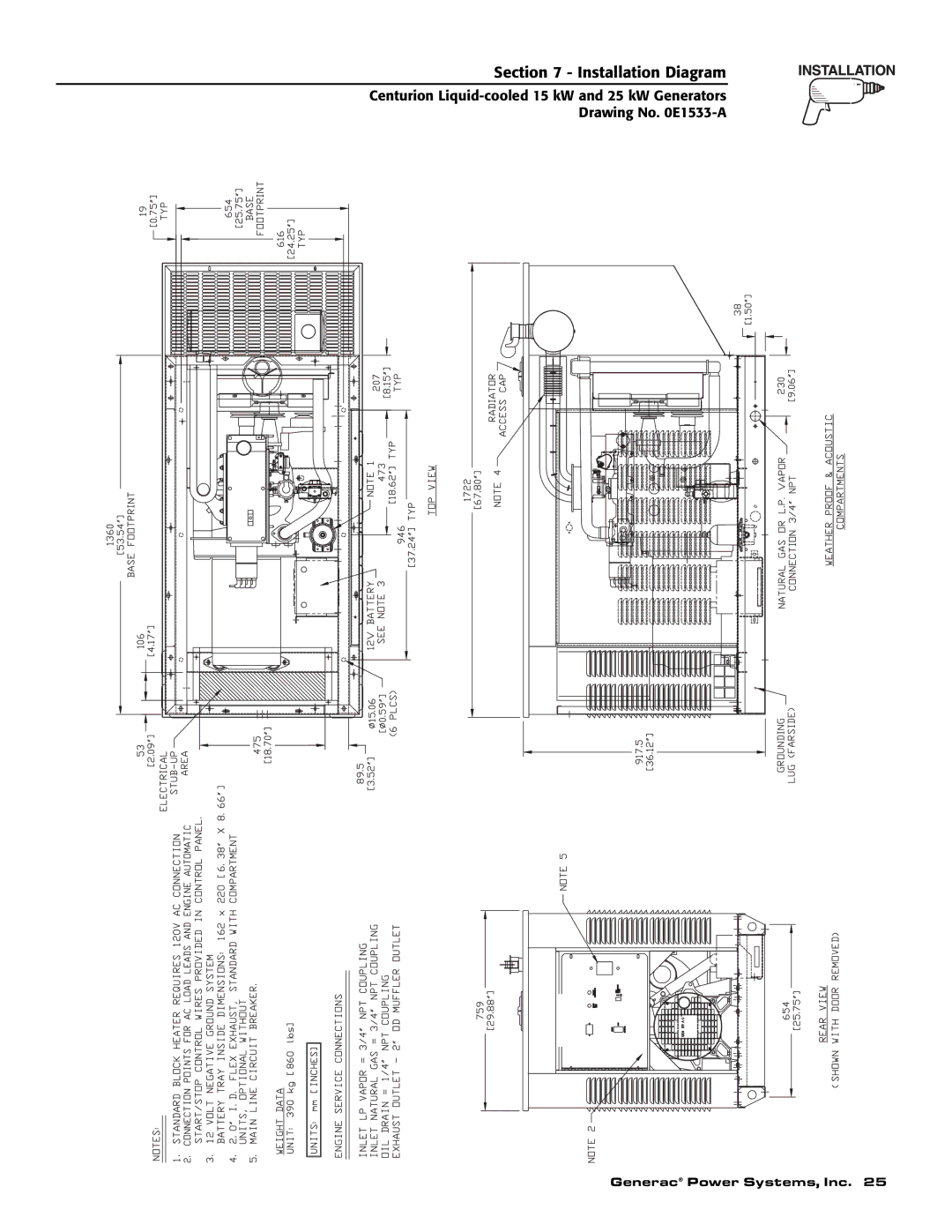 Generac 004912-0, 004912-1, 004913-0, 004913-1, 004913-2 owner manual Installation Diagram 