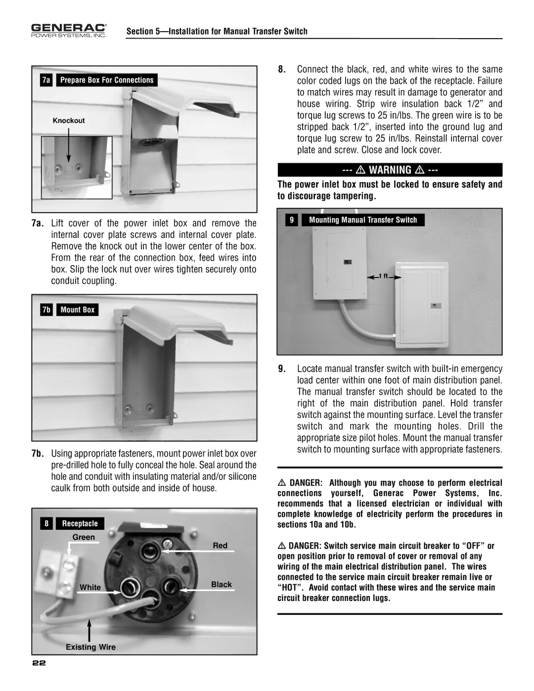 Generac 005308-0 owner manual 7a Prepare Box For Connections 