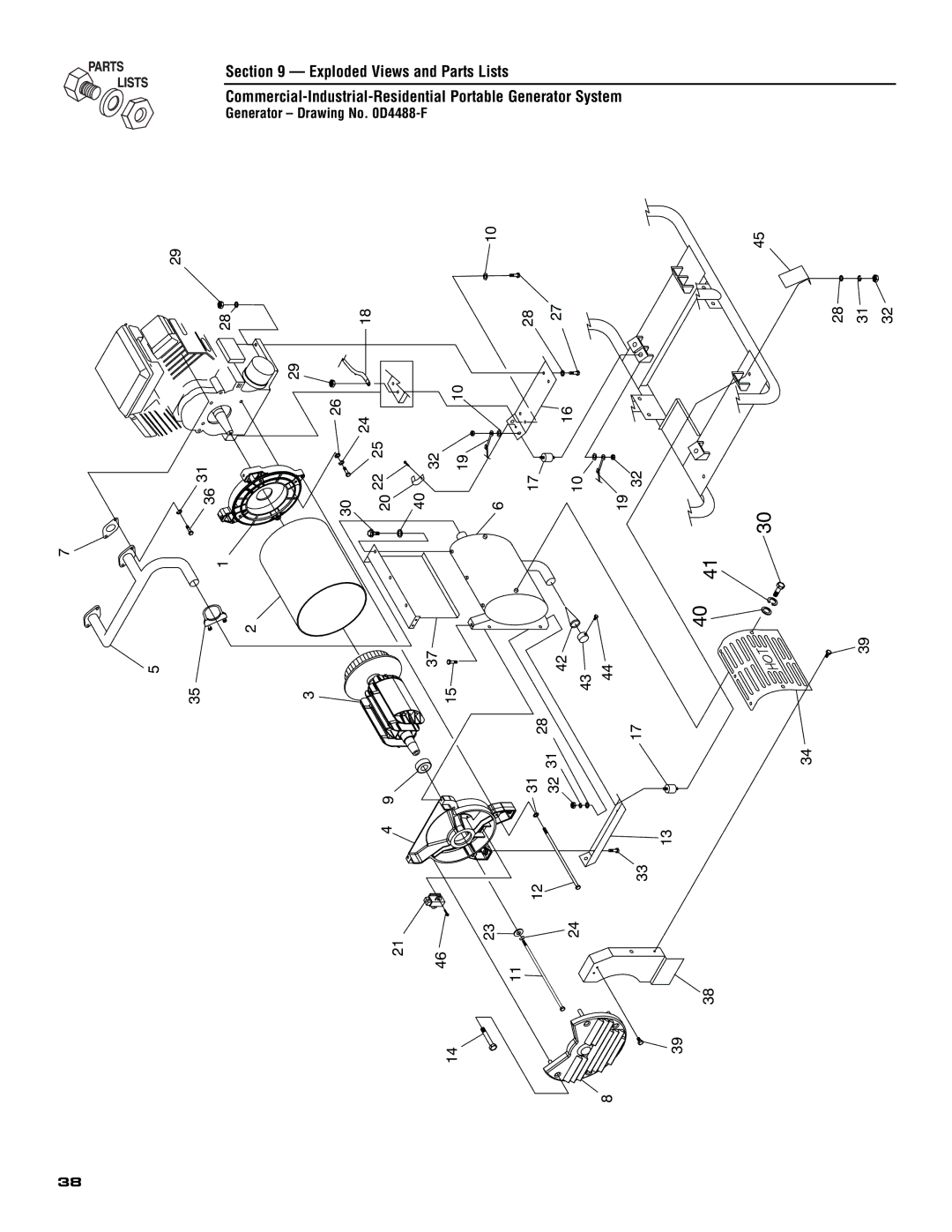 Generac 005308-0 owner manual Generator Drawing No D4488-F 