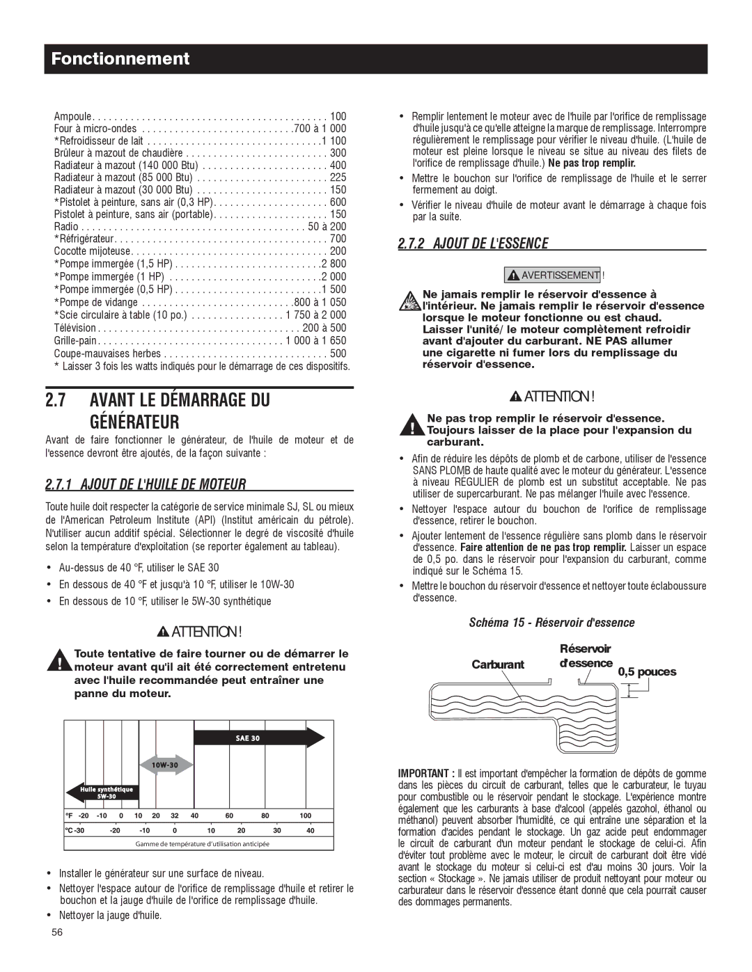 Generac 005734-0 Avant LE Démarrage DU Générateur, Ajout DE Lhuile DE Moteur, Ajout DE Lessence, Nettoyer la jauge dhuile 