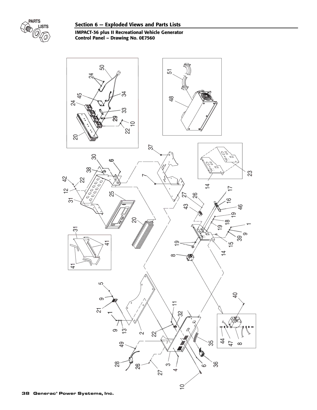 Generac 00941-4 owner manual Exploded Views and Parts Lists 