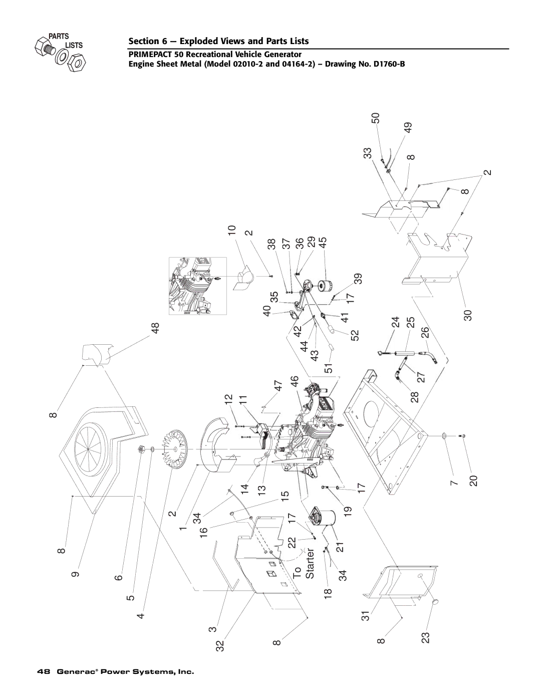 Generac 02010-2, 04164-2 owner manual To Starter 