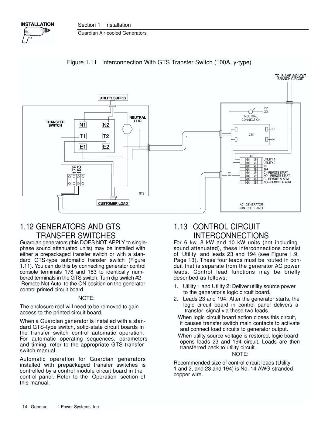 Generac 04077-01, 04109-1, 04079-1, 00789-1, 00844-1 manual Generators and GTS Transfer Switches 