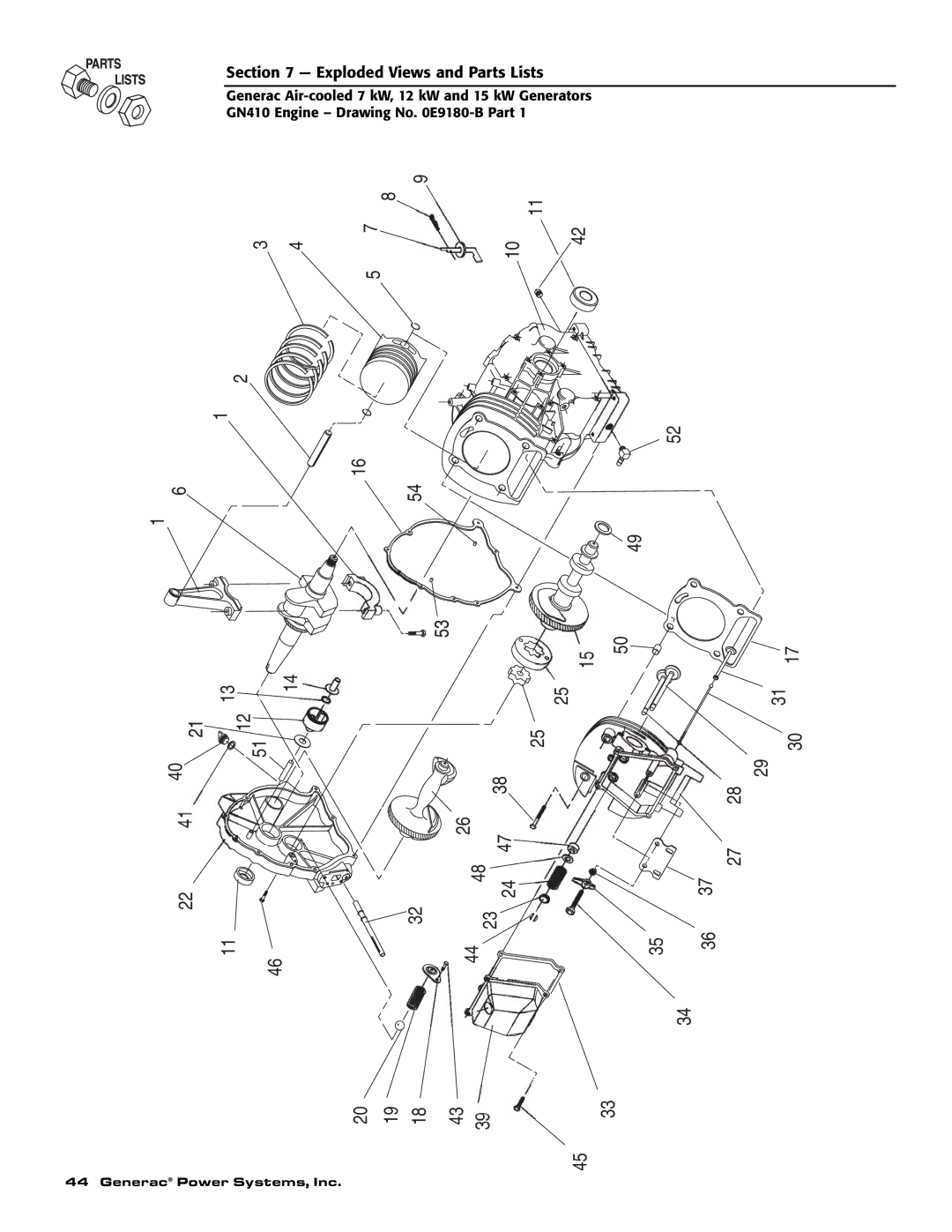 Generac 04675-3, 04673-2, 04674-2 owner manual Exploded Views and Parts Lists 