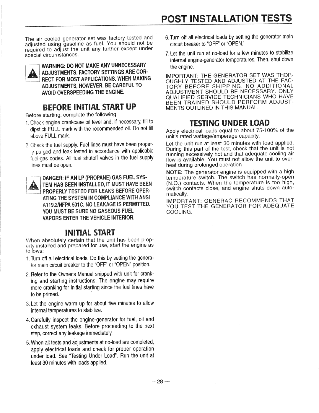 Generac 0661-4 manual 