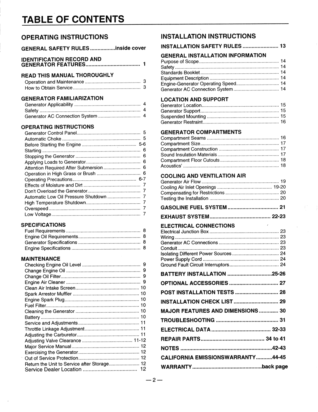 Generac 0661-4 manual 