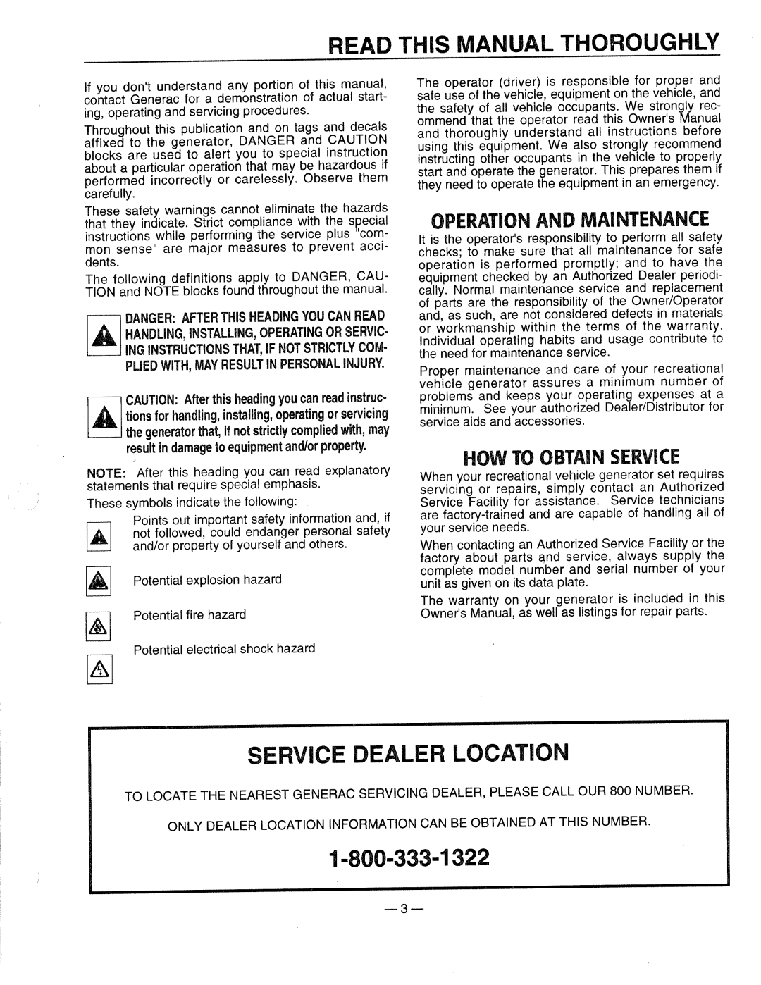 Generac 0661-4 manual 