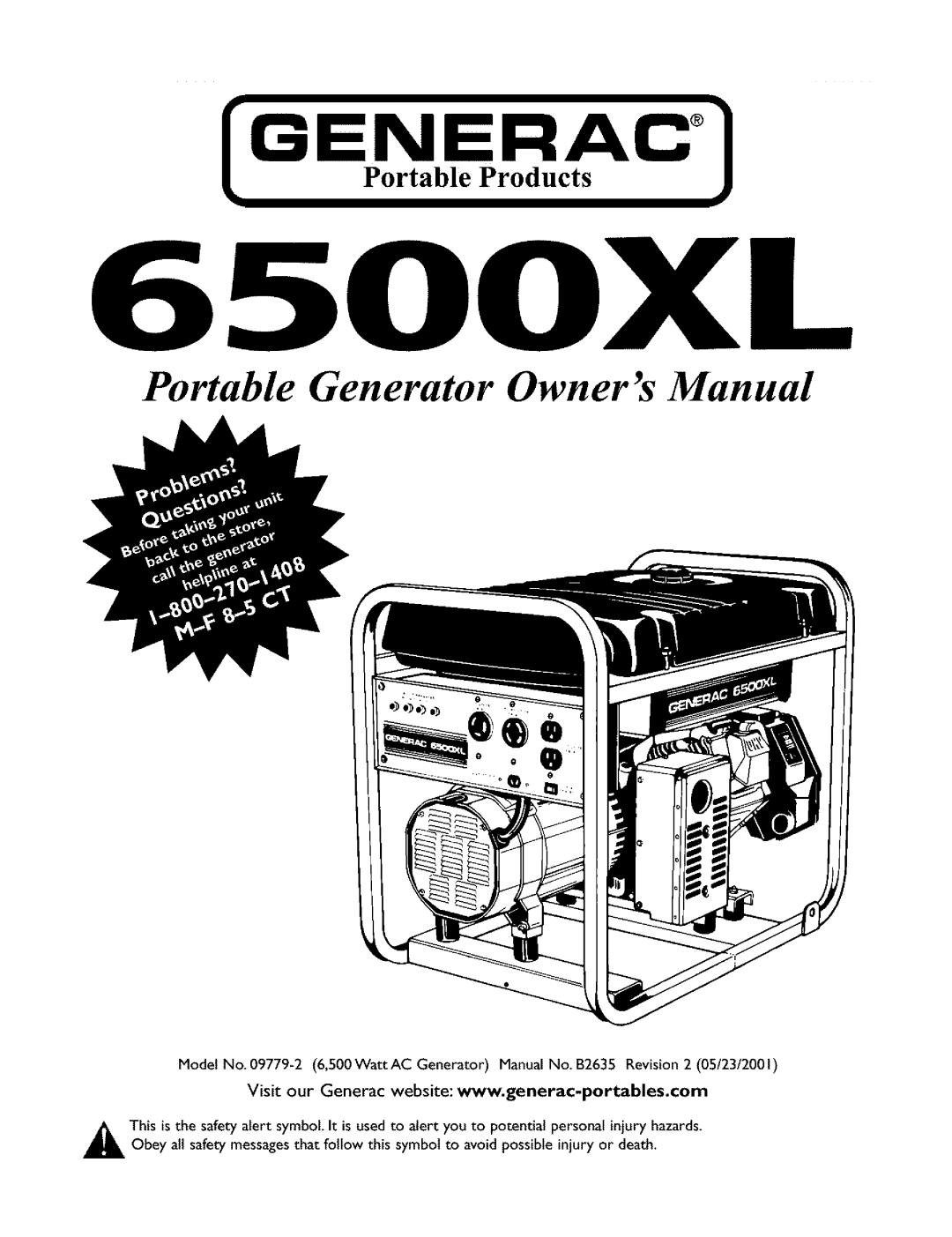 Generac 09779-2 owner manual PortableN ProductsRAC 