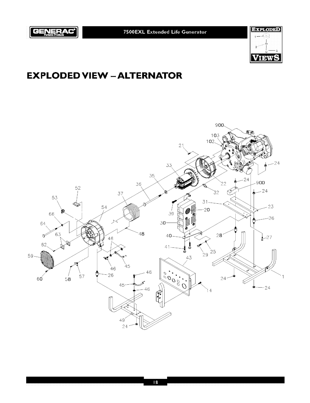 Generac 1019-3 owner manual Exploded View - Alternator, 105, 52 57 