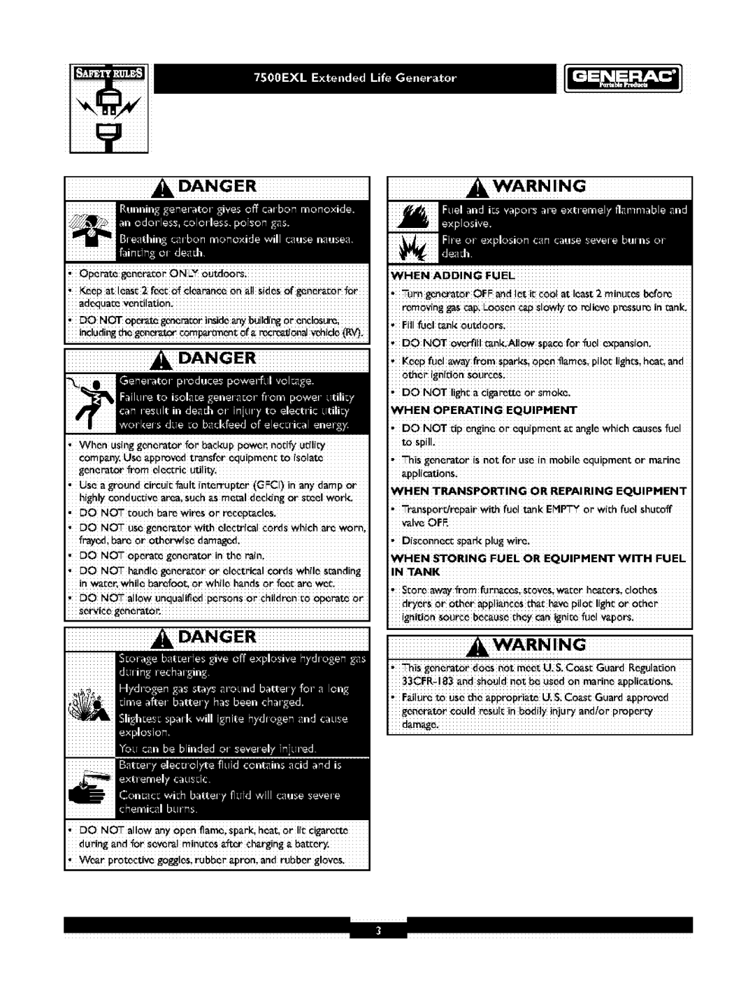 Generac 1019-3 owner manual No- usegnrrth letieal oswhicha worn, Do not overfitln AI!ow apacefor 