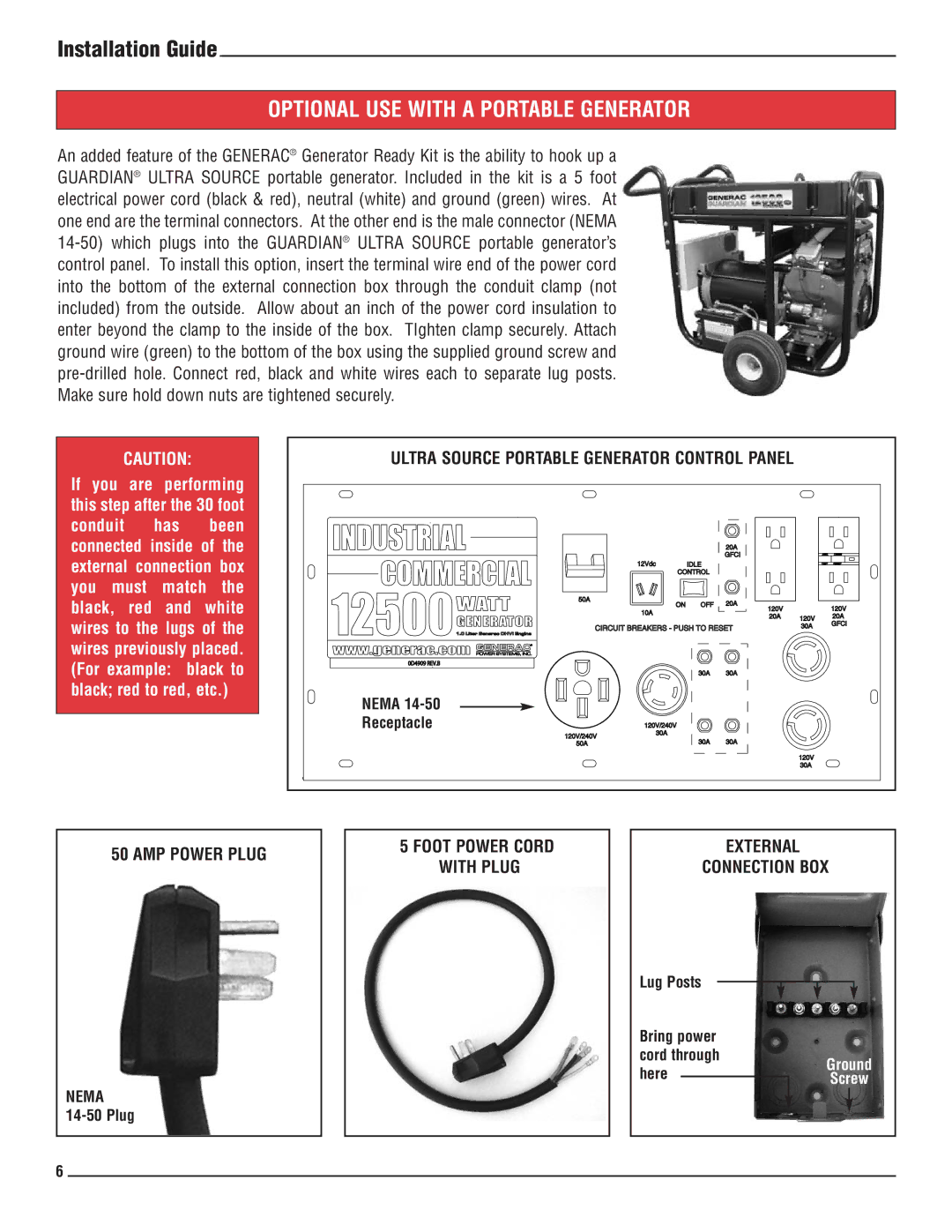 Generac 1276-1 owner manual Ultra Source Portable Generator Control Panel, AMP Power Plug 