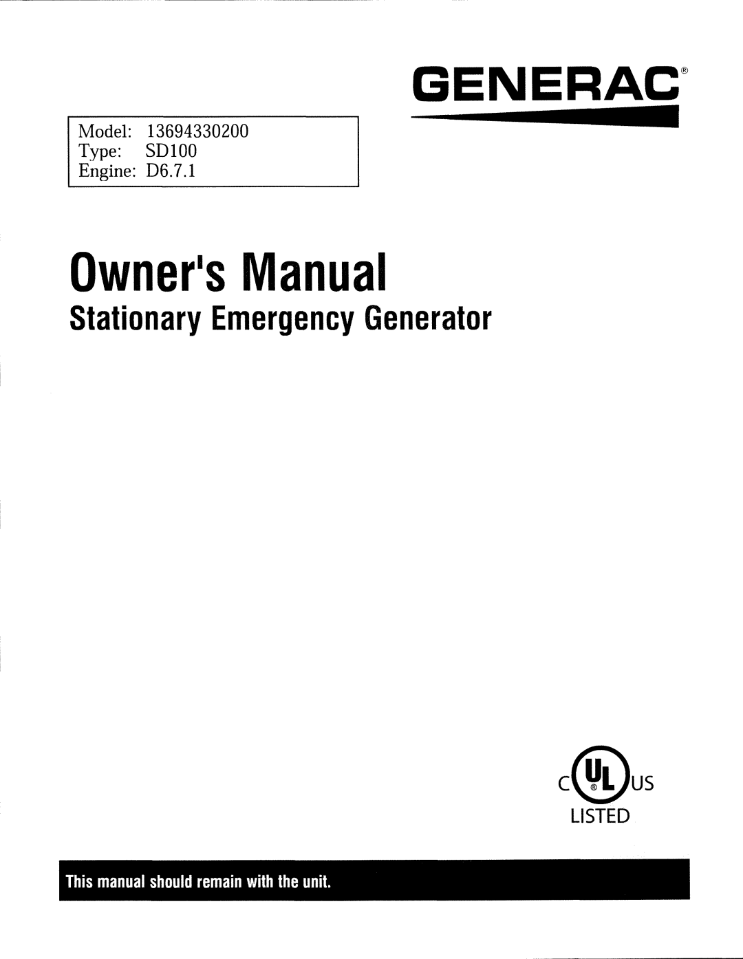 Generac 13694330200 owner manual @us 