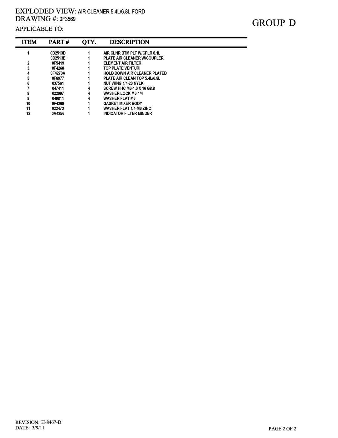 Generac 15113410300 owner manual AIR Clnr BTM PLT W/CPLR 8.1L 