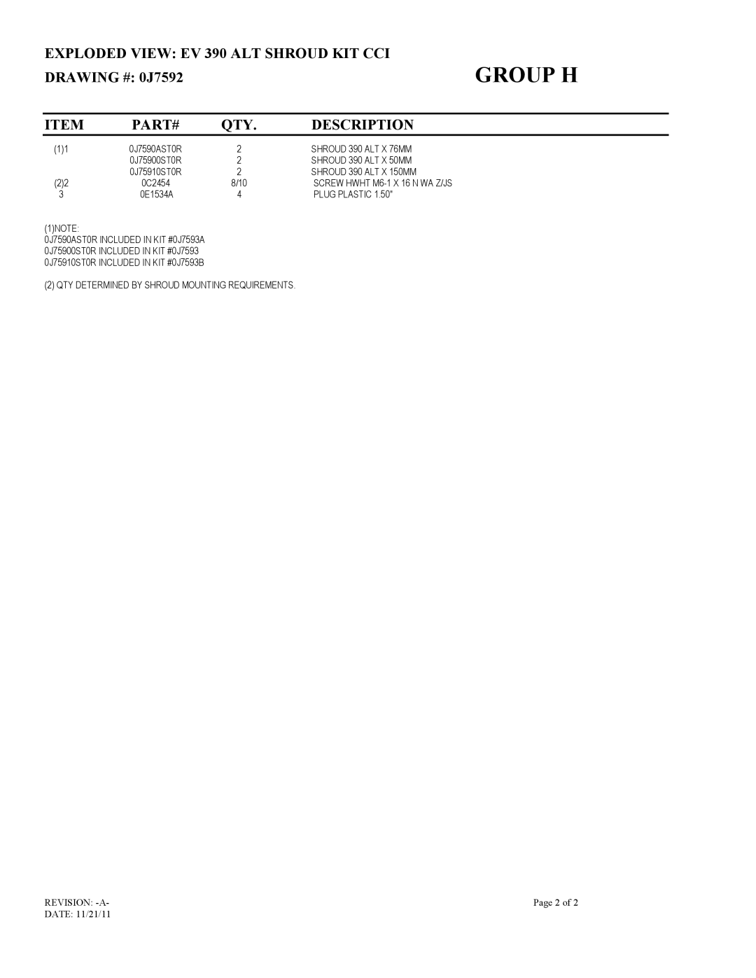 Generac 15113410300 owner manual Group H 