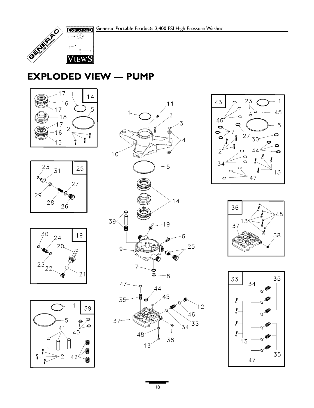 Generac 1537-0 owner manual Exploded View 1 Pump 