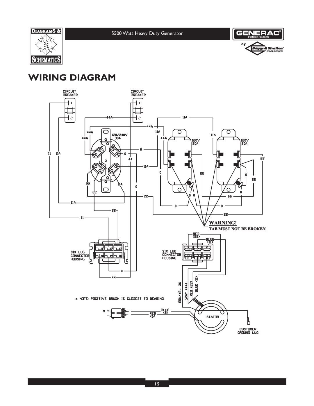 Generac 1654-0 owner manual Wiring Diagram, Watt Heavy Duty Generator 
