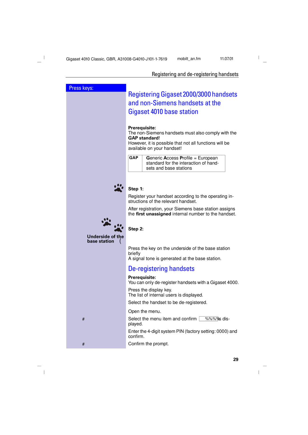 Generac 4010 operating instructions De-registering handsets, Ooooooo Ooooooo Ooooooo OOOOOOOOOOOO018 