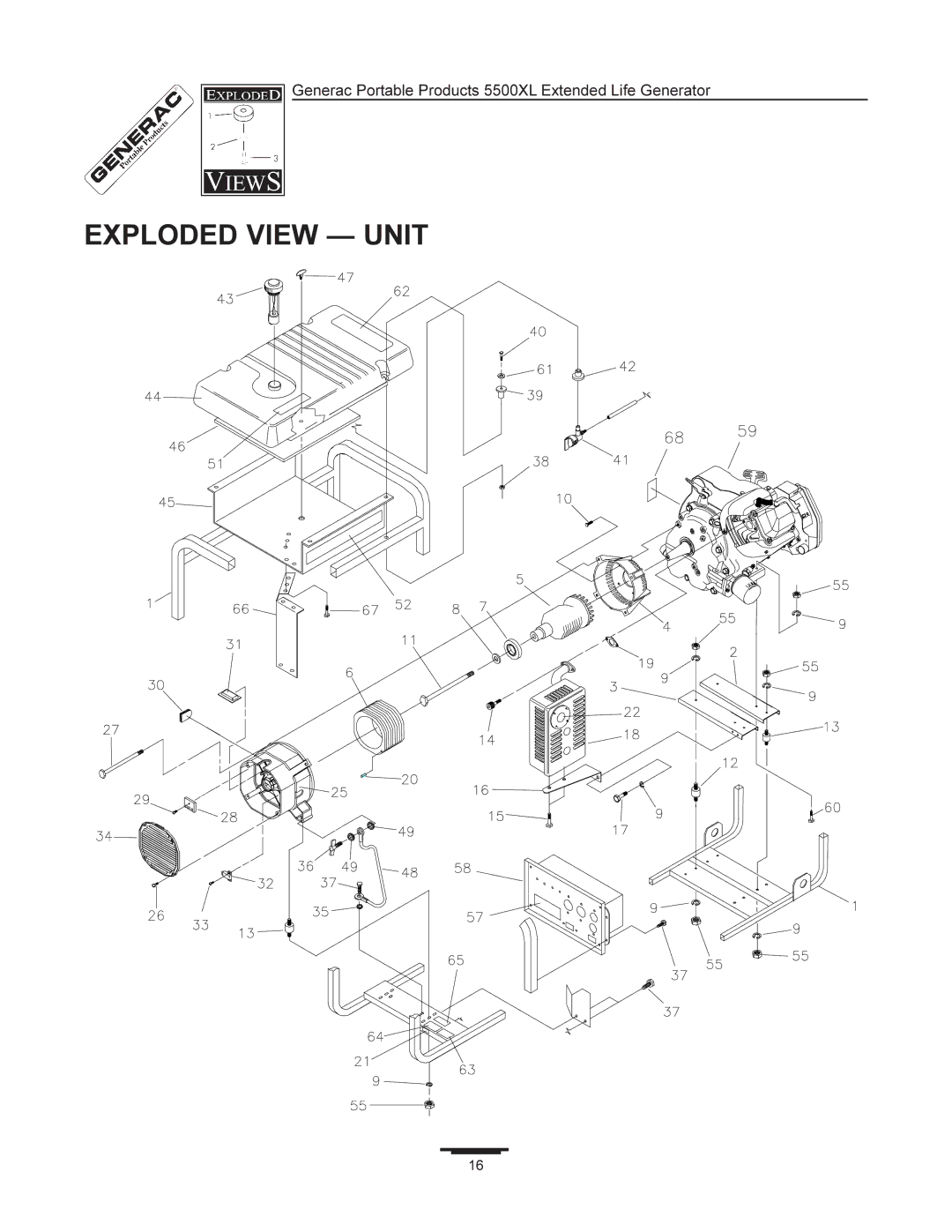 Generac 5500XL manual Exploded View Unit 