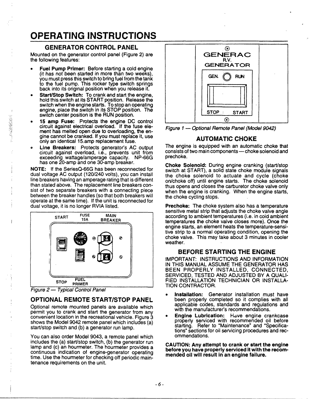 Generac 9600-3 manual 