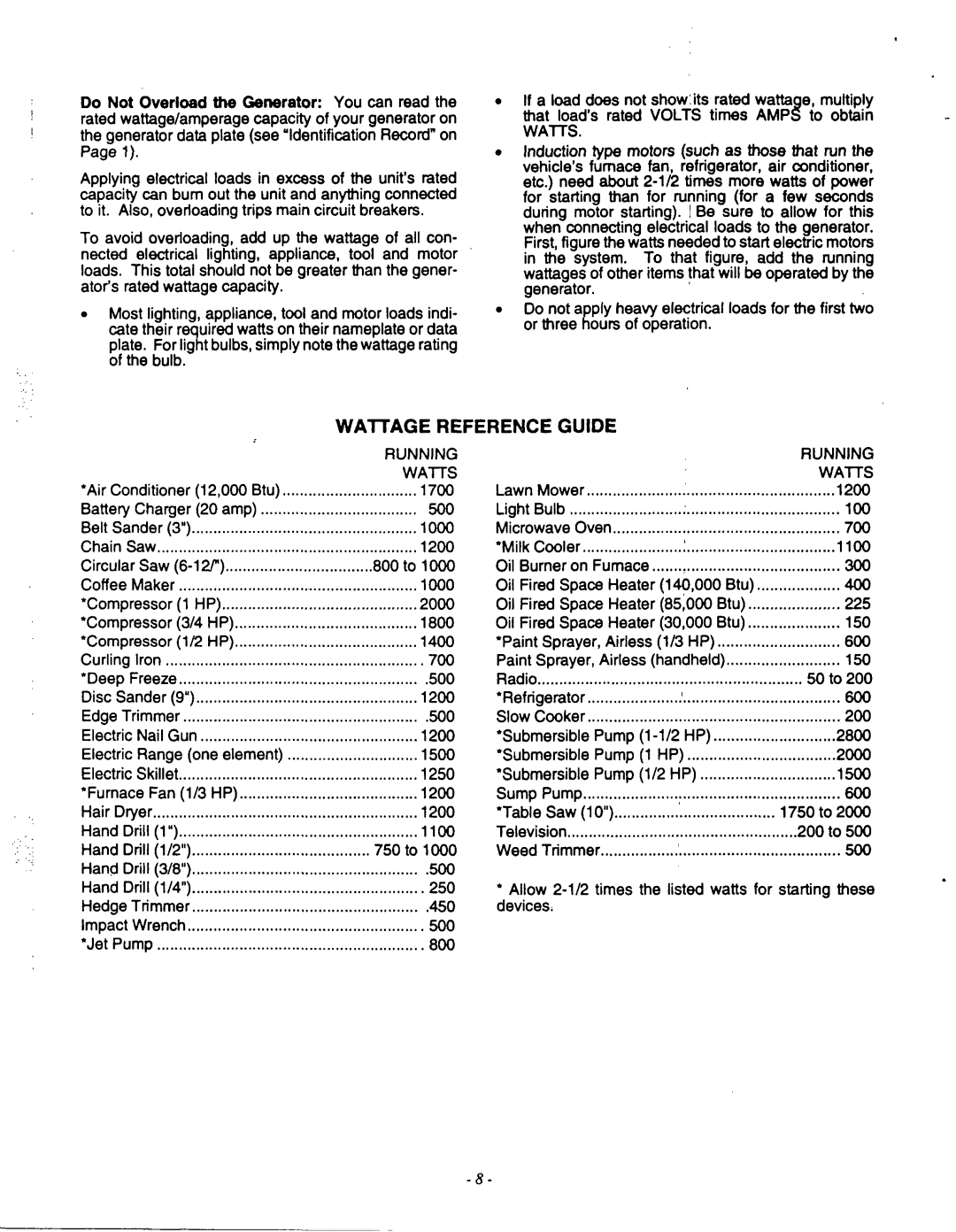 Generac 9600-3 manual 