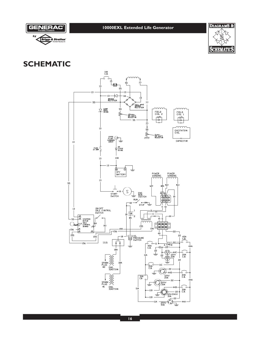 Generac 9801-7 owner manual Schematic 