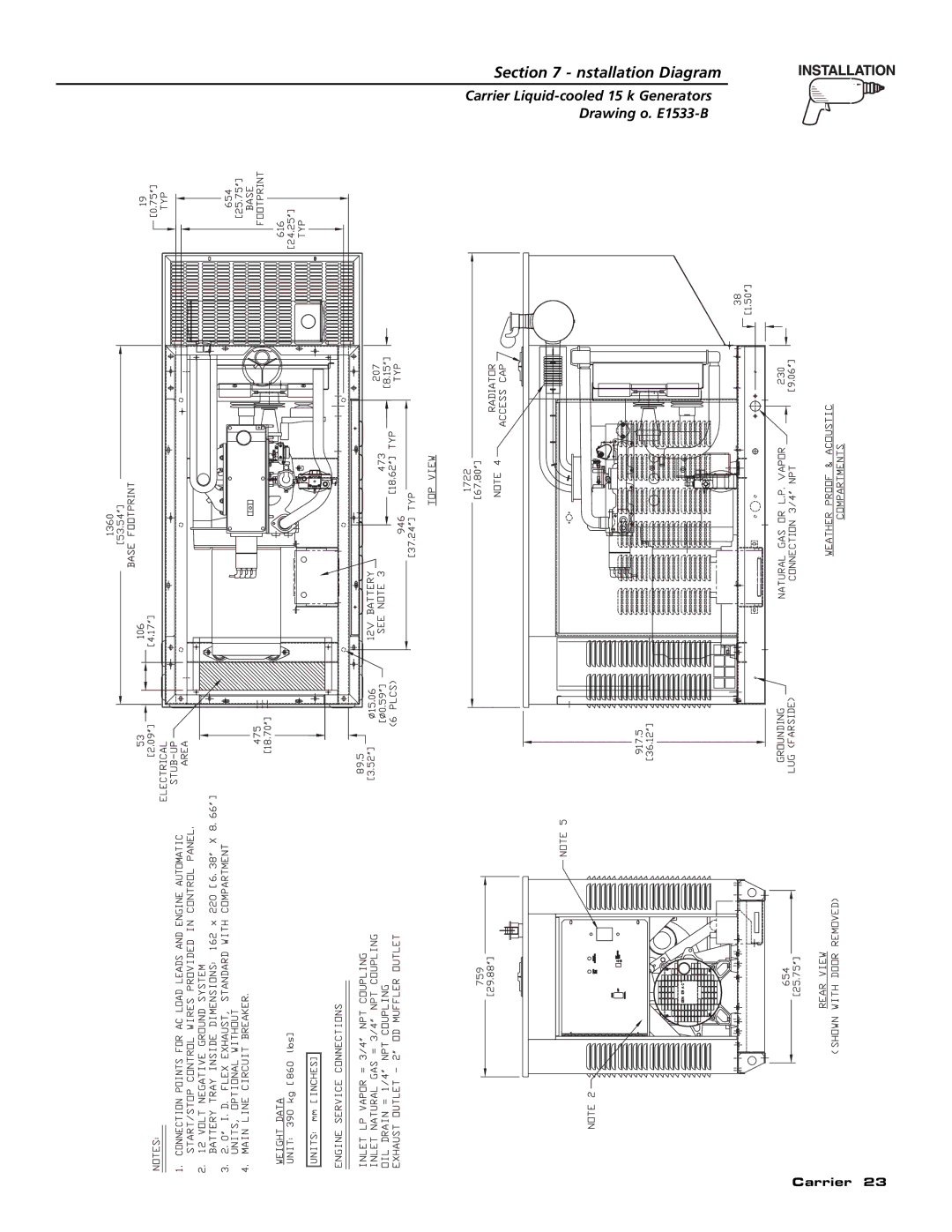 Generac ASPAS1CCL015 owner manual Installation Diagram 