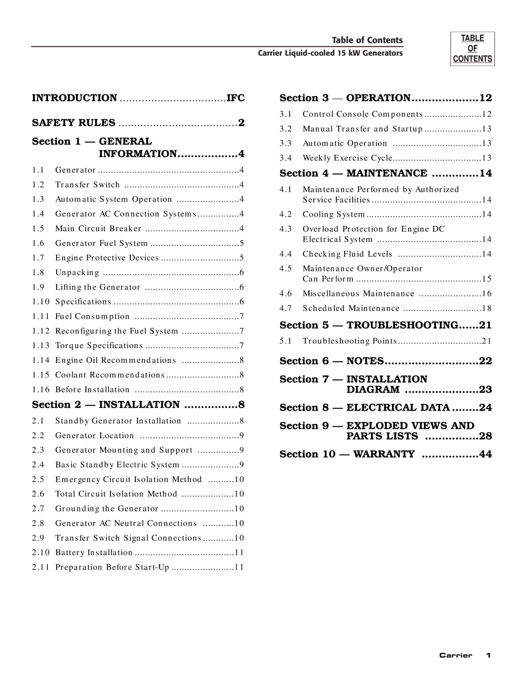 Generac ASPAS1CCL015 owner manual Introduction IFC Safety Rules 