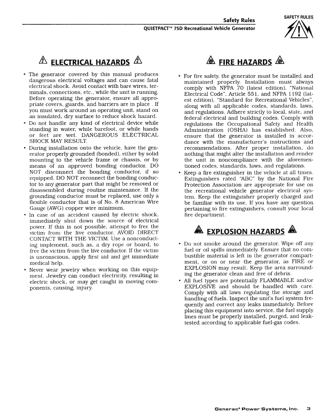 Generac Power Systems 004270-1 manual 