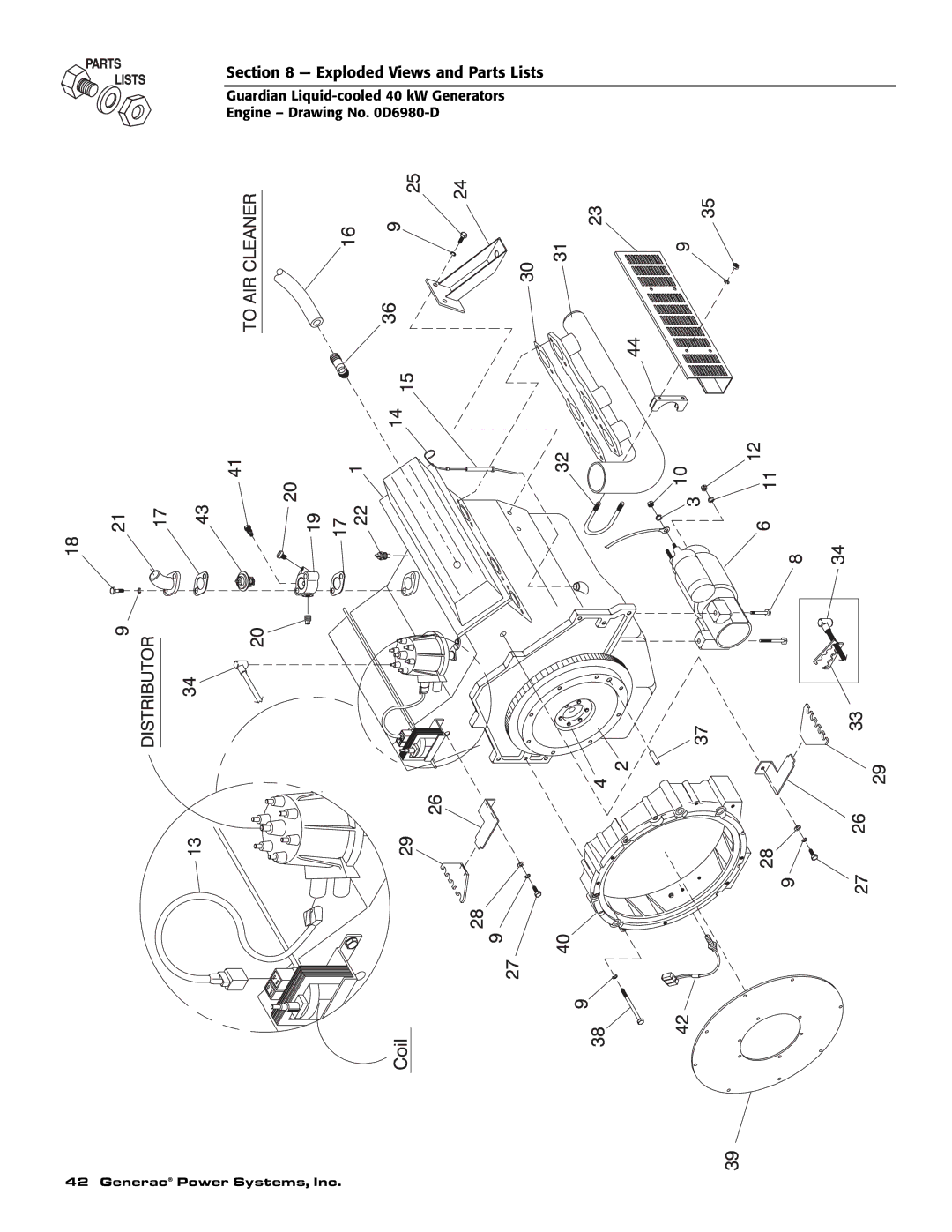 Generac Power Systems 004626-5, 004373-6 owner manual Exploded Views and Parts Lists 