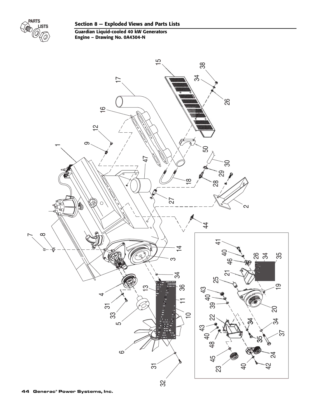 Generac Power Systems 004626-5, 004373-6 owner manual Exploded Views and Parts Lists 