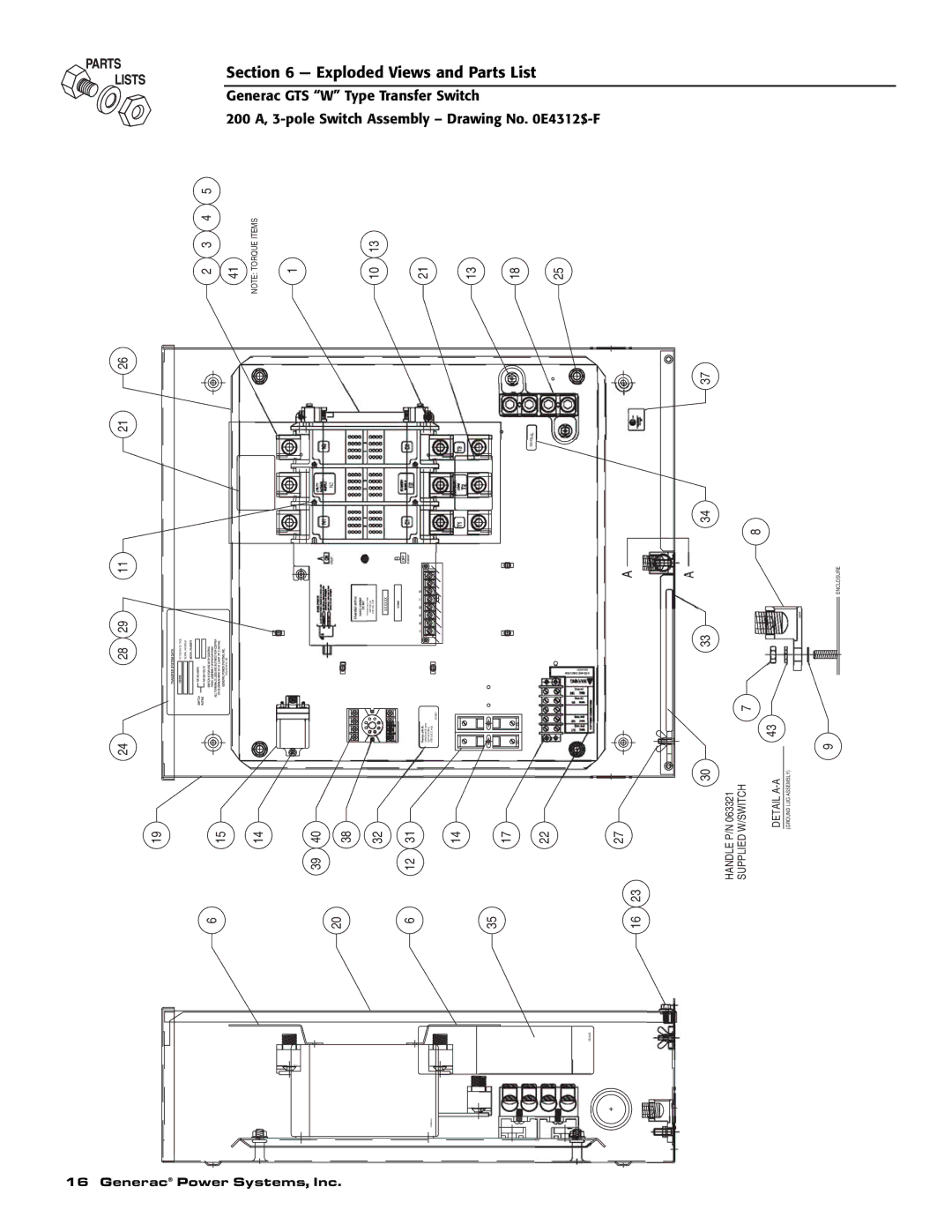 Generac Power Systems 004635-2, 004635-1 owner manual Detail A-A 