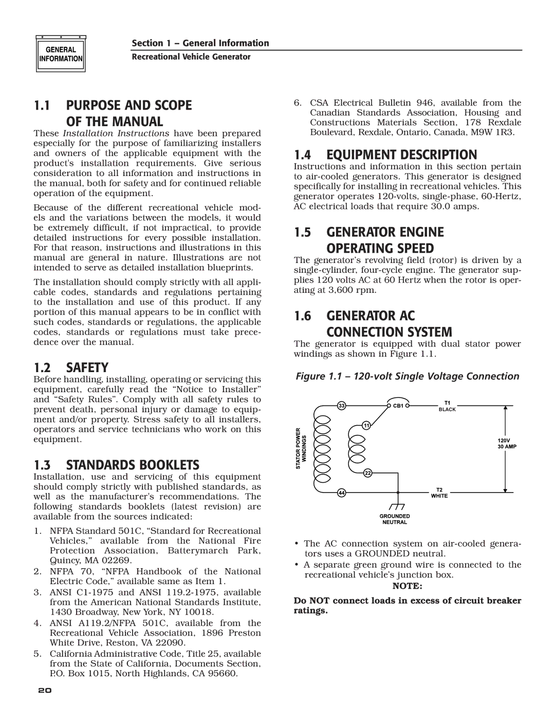 Generac Power Systems 004700-00 Purpose and Scope Manual, Equipment Description, Generator Engine Operating Speed 